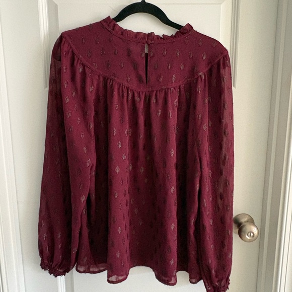 LOFT Burgundy Textured Blouse - Picture 4 of 6